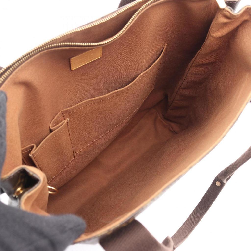 Louis Vuitton Brown Monogram Coated Canvas Leather Tote Bag (Pre-Owned)