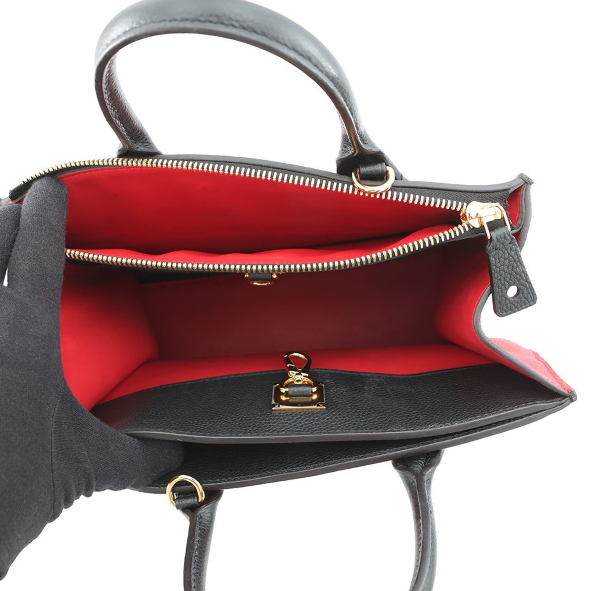 Louis Vuitton Noir Rouge Leather Handbag Shoulder Bag (Pre-Owned)
