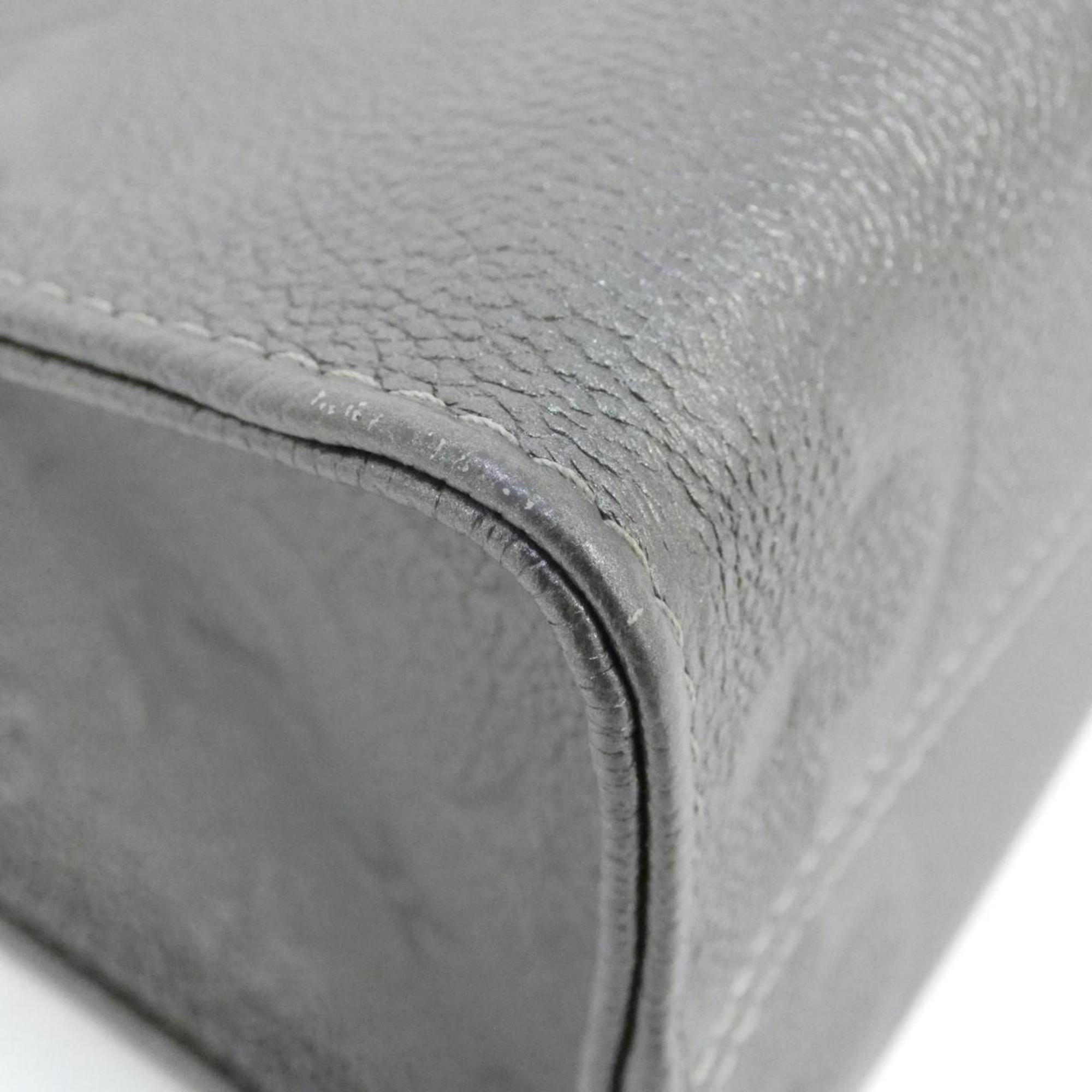 Louis Vuitton Gunmetal Silver Leather Handbag (Pre-Owned)