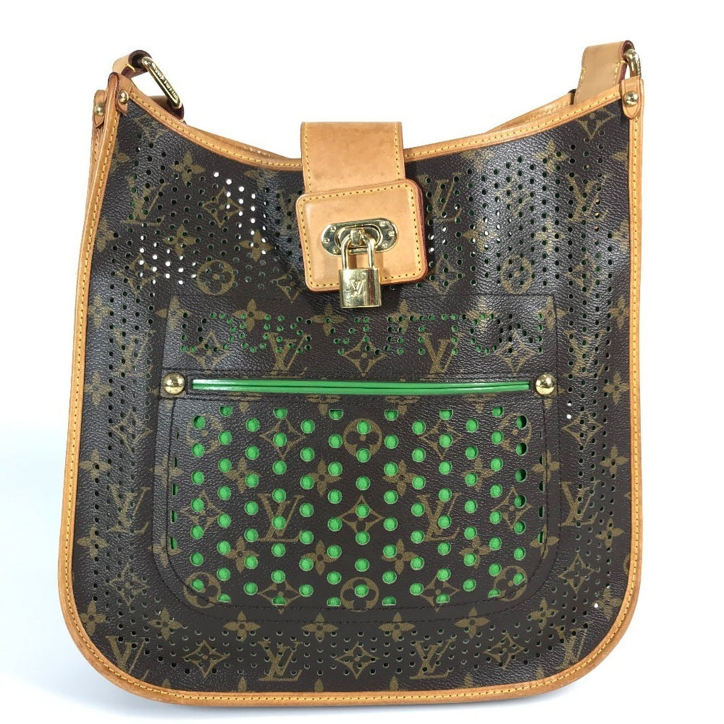 Louis Vuitton Brown Green Monogram Perforated Shoulder Bag (Pre-Owned)