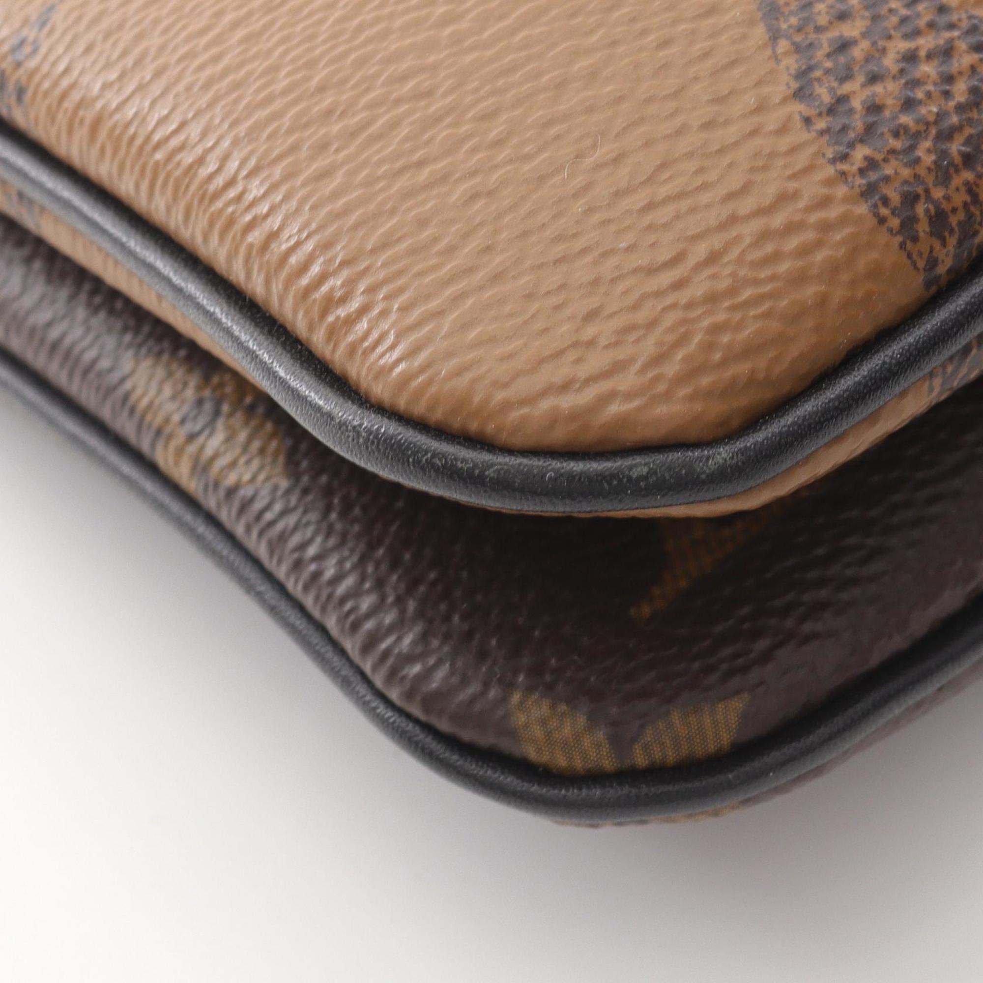 Louis Vuitton Beige Brown Monogram Reverse Pvc Coated Canvas Leather Pochette Shoulder Bag (Pre-Owned)