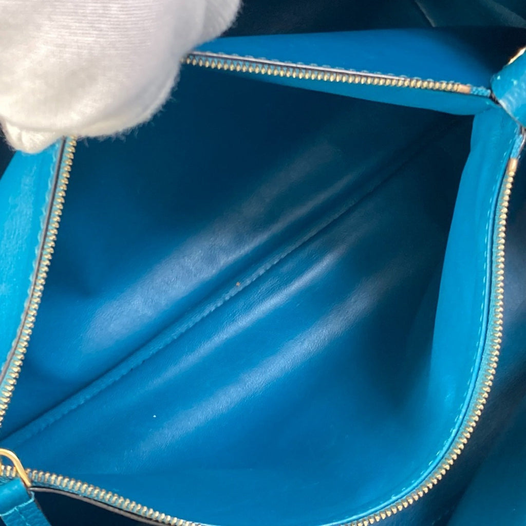 Louis Vuitton Blue Leather Handbag Shoulder Bag Tote Bag (Pre-Owned)