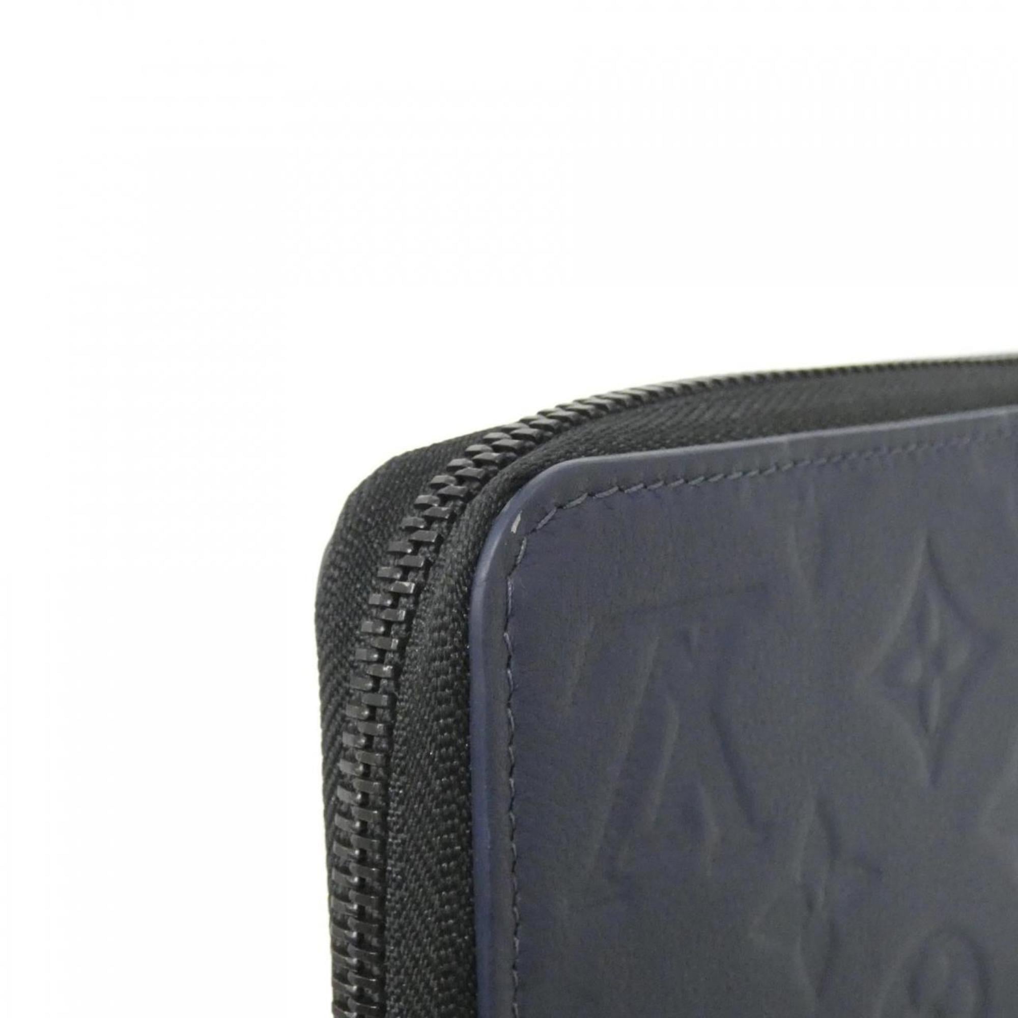 Louis Vuitton Monogram Shadow Navy Leather Long Wallet (Bi-Fold) (Pre-Owned)