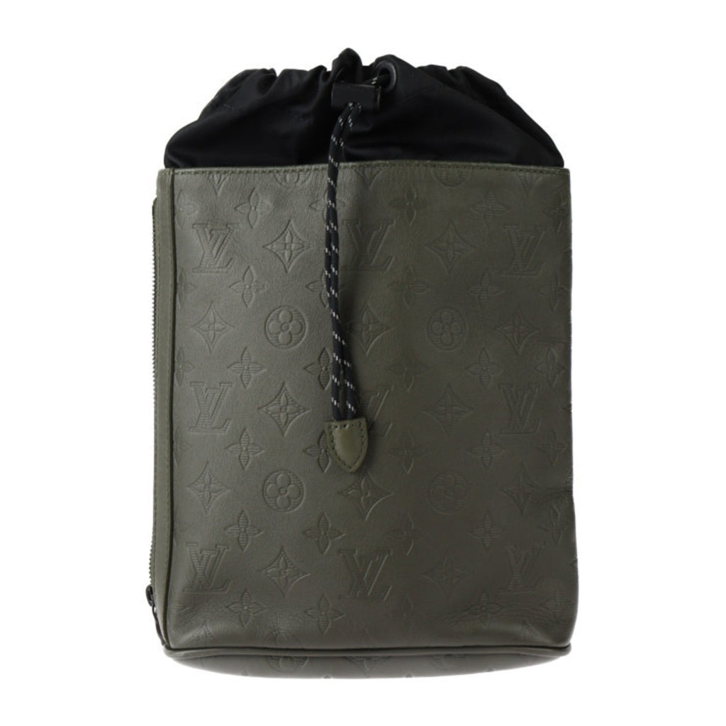 Louis Vuitton Black Khaki Leather Shoulder Bag (Pre-Owned)