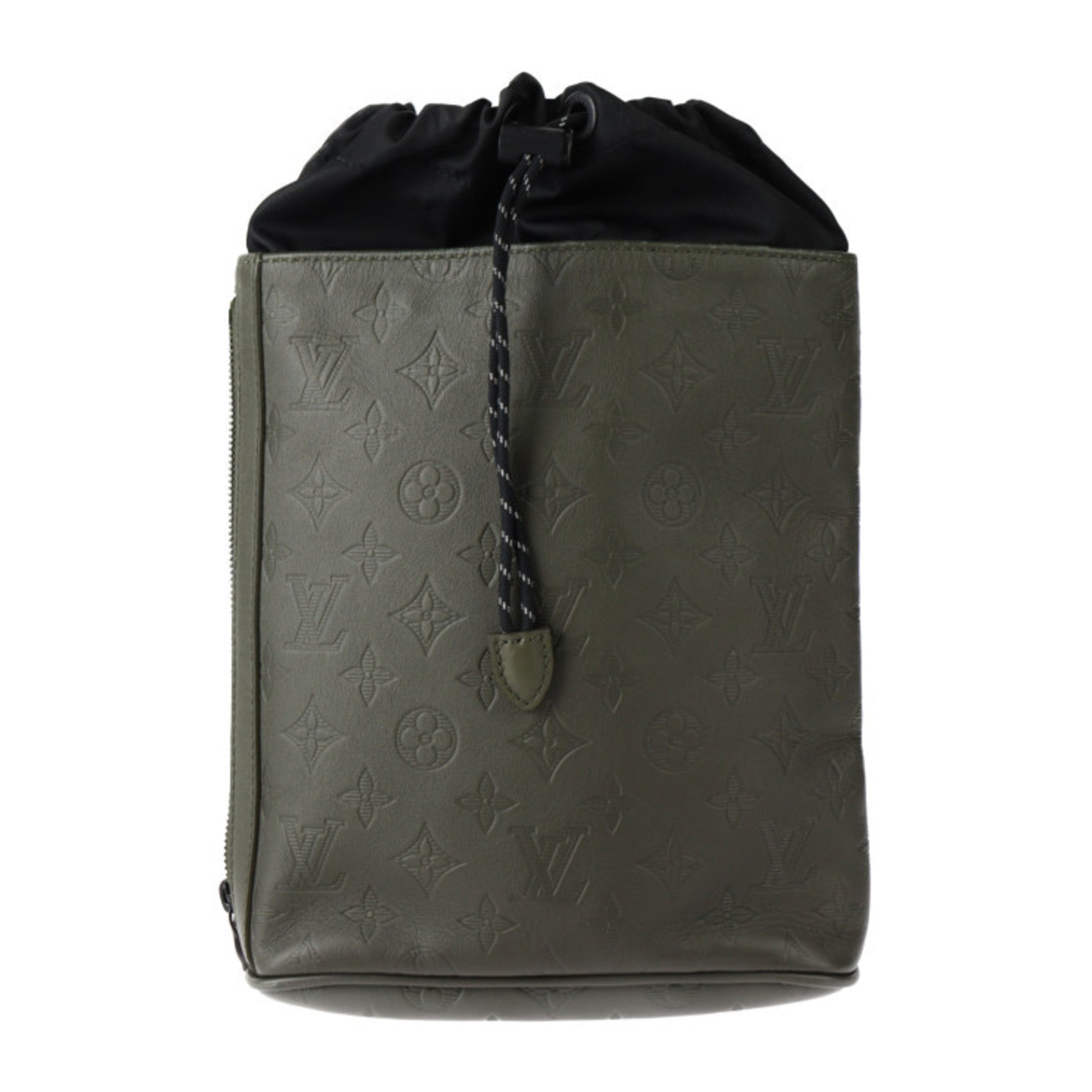 Louis Vuitton Black Khaki Leather Shoulder Bag (Pre-Owned)