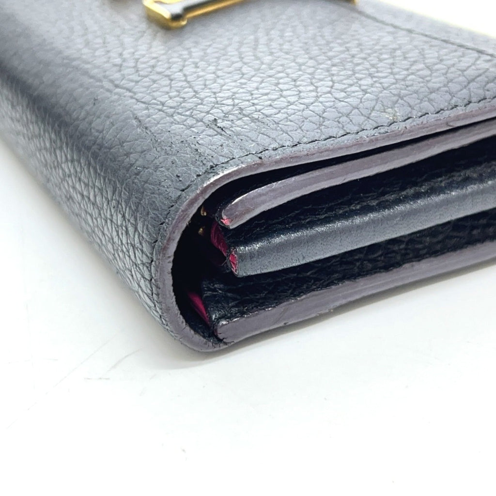 Louis Vuitton Black Noir Leather Long Wallet (Bi-Fold) (Pre-Owned)