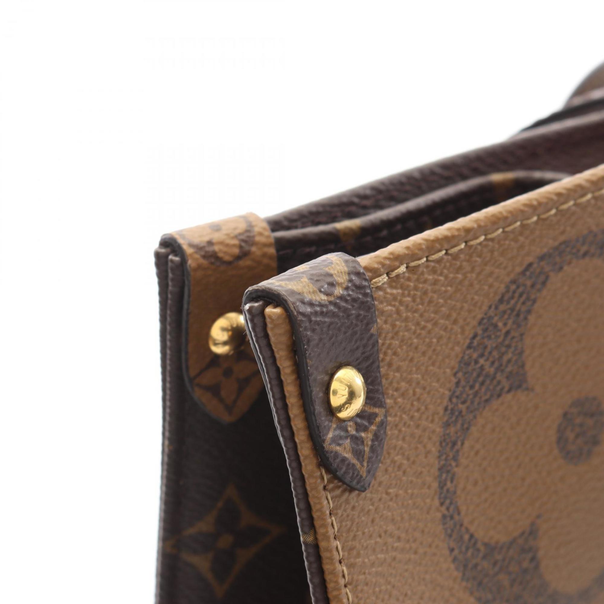 Louis Vuitton Beige Brown Monogram Coated Canvas Tote Bag (Pre-Owned)