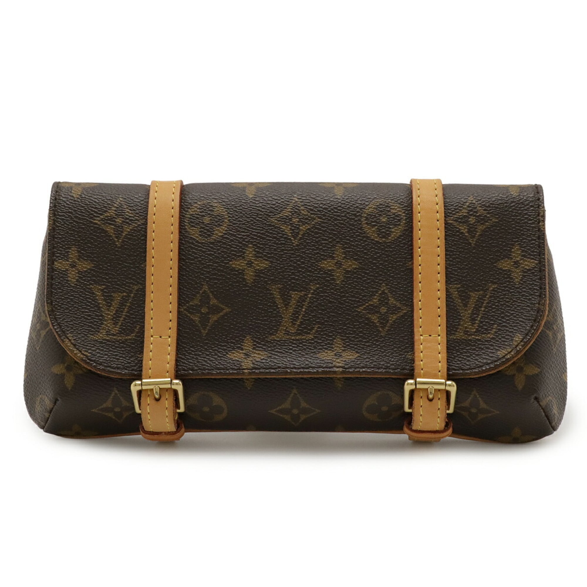 Louis Vuitton Brown Pvc Coated Canvas Clutch Bag Pochette Sling Bag (Pre-Owned)