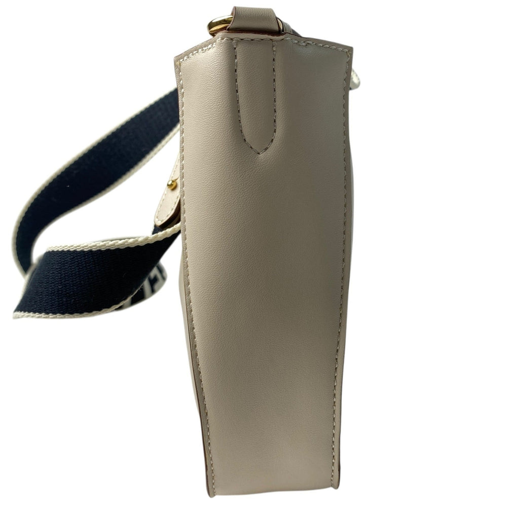 Logo Crossbody Bag Perforated Faux Leather Mini