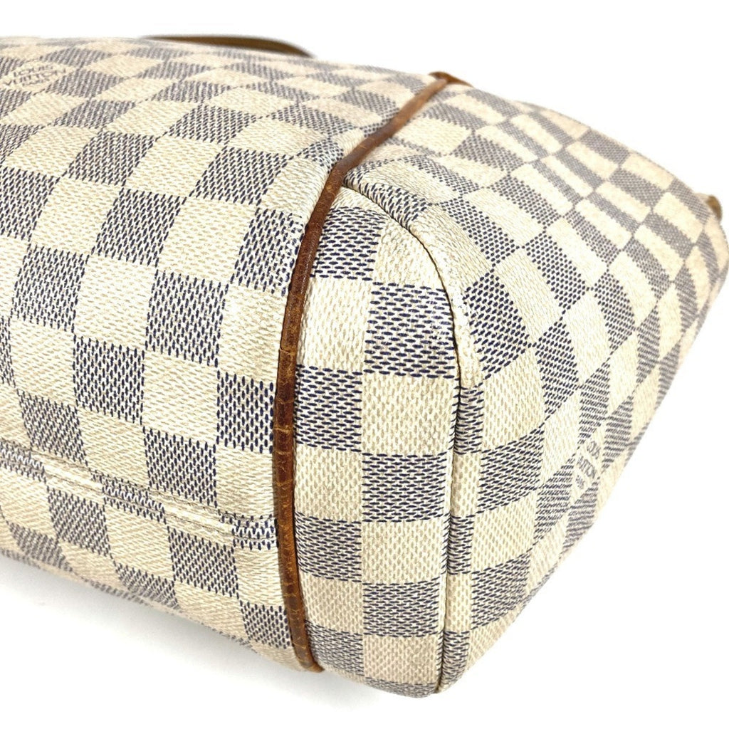 Louis Vuitton Galle White Yellow Damier Azur Shoulder Bag Tote Bag (Pre-Owned)