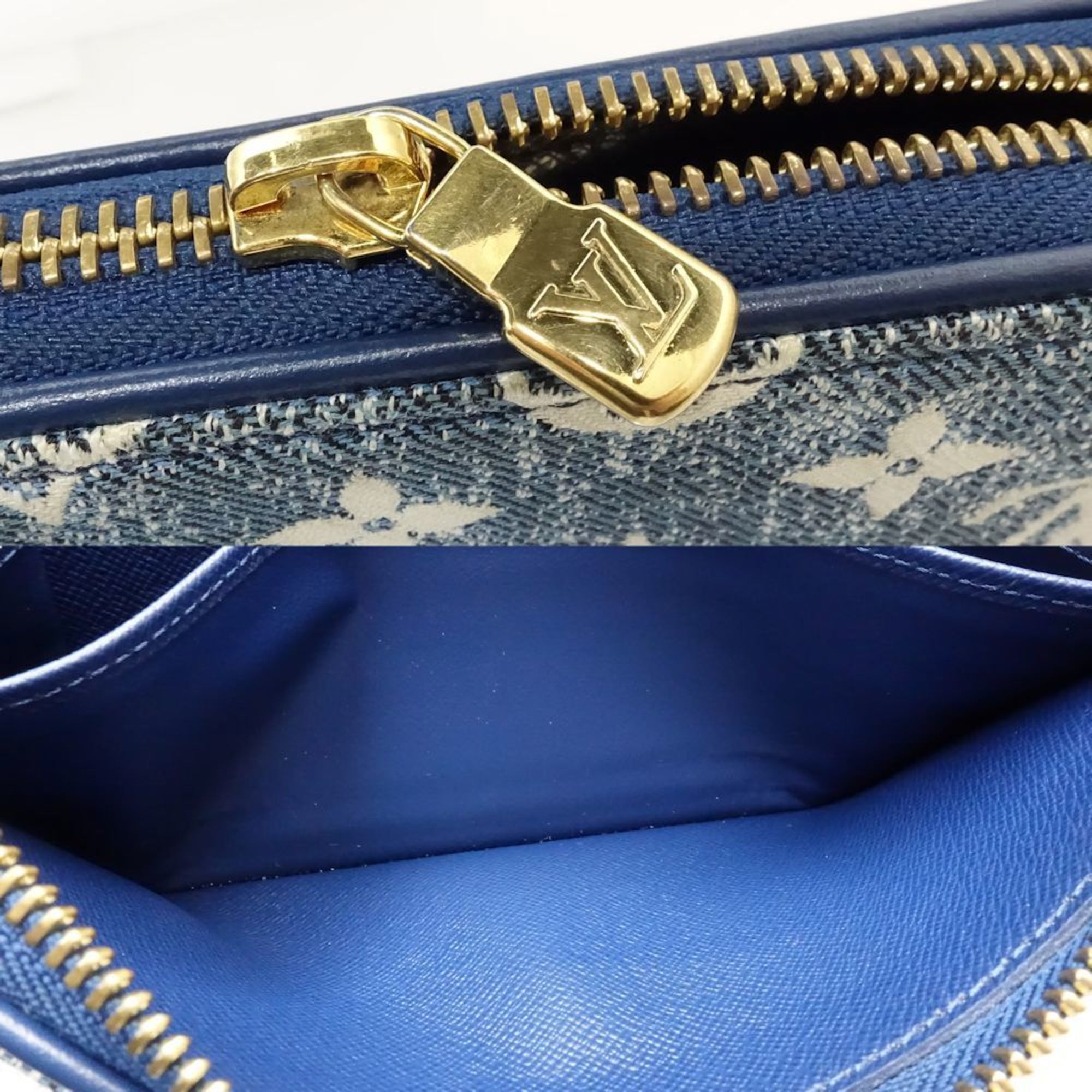 Louis Vuitton Monogram Blue Canvas Long Wallet (Bi-Fold) (Pre-Owned)