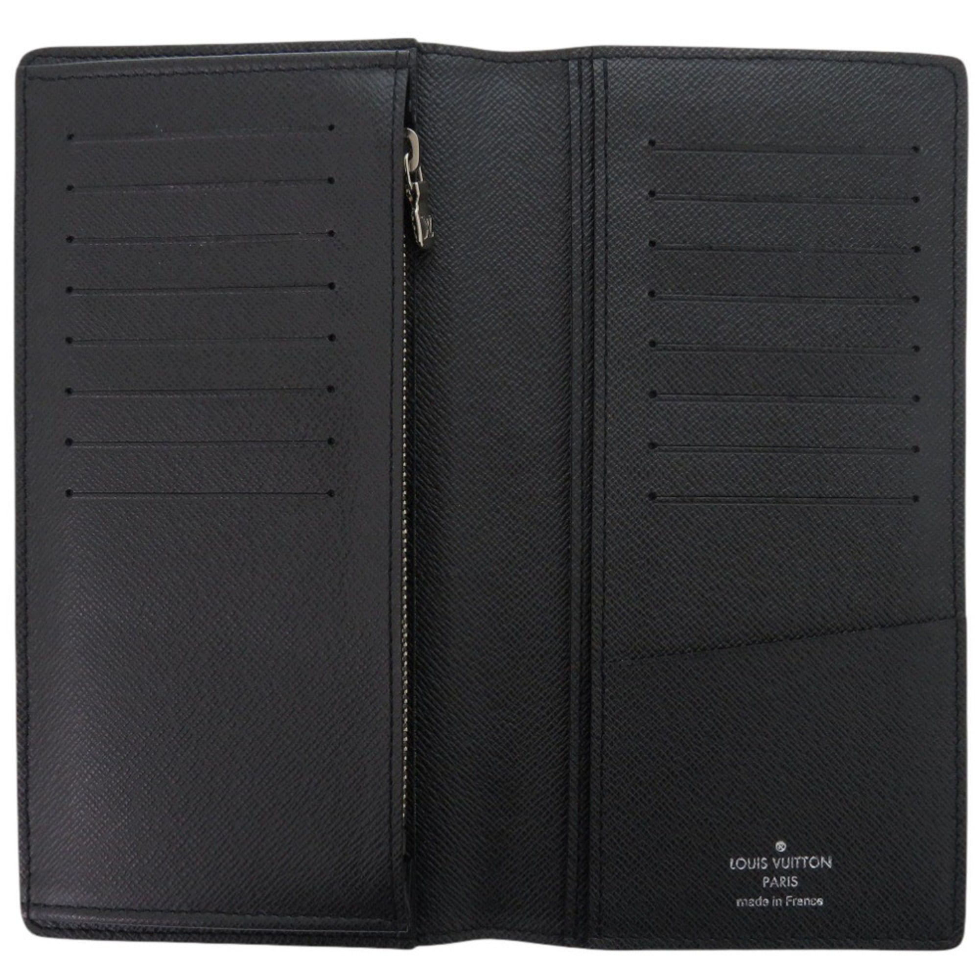 Louis Vuitton Black Noir Taiga Leather Leather Long Wallet (Bi-Fold) (Pre-Owned)