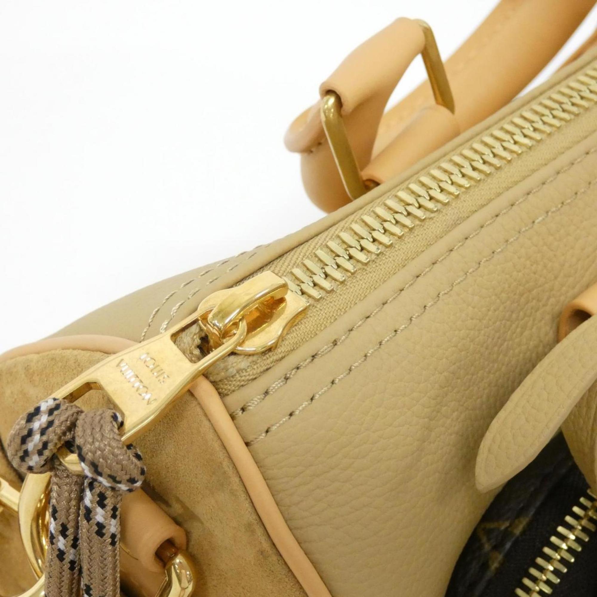 Louis Vuitton Beige Coated Canvas Leather Boston Bag (Pre-Owned)