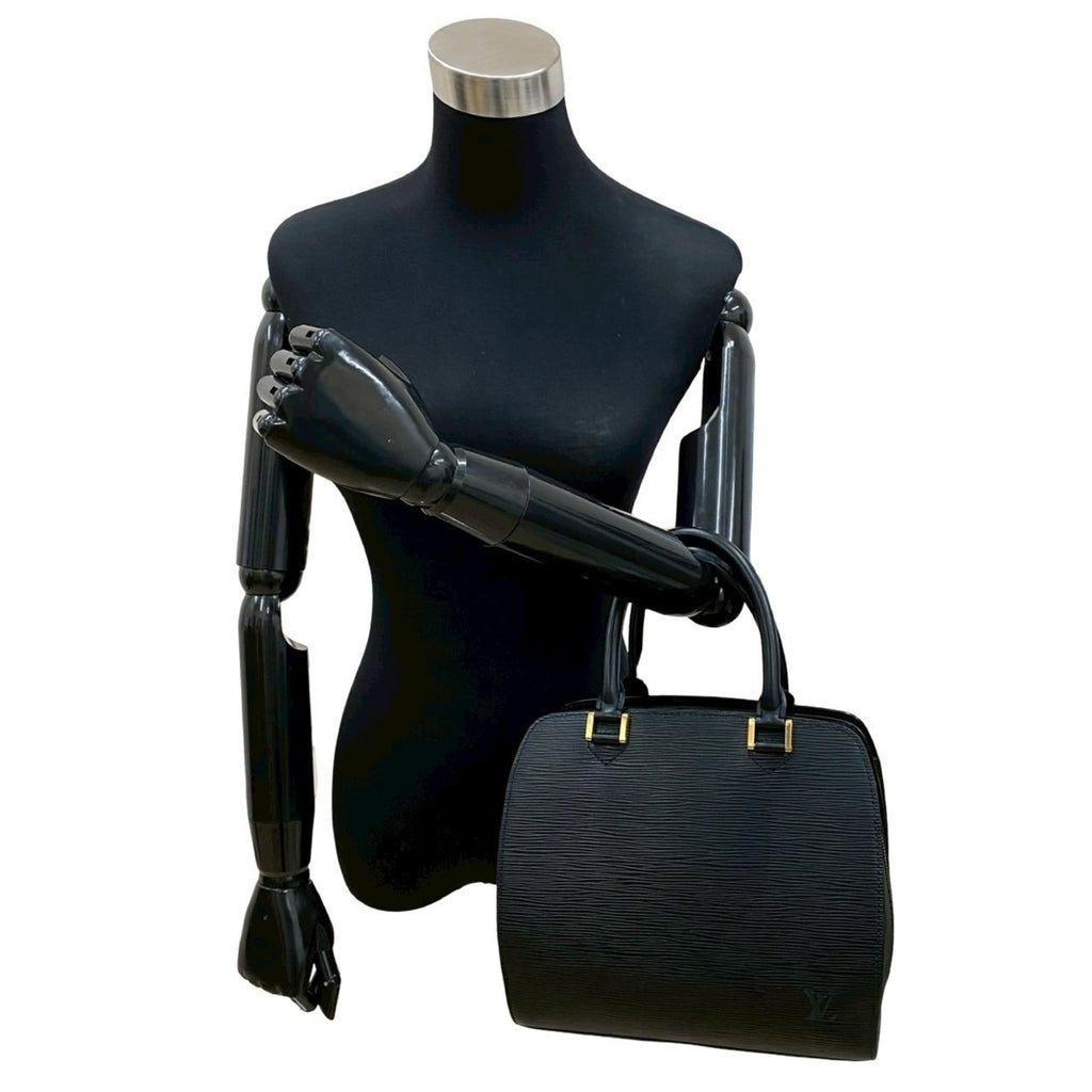 Louis Vuitton Black Leather Handbag Tote Bag (Pre-Owned)