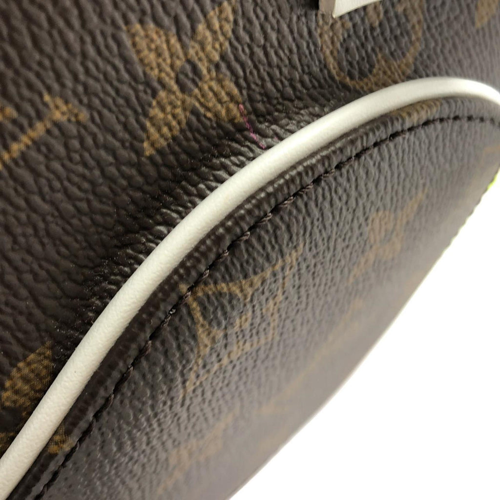 Louis Vuitton Blanc Marron Coated Canvas Leather Handbag Pouch (Pre-Owned)