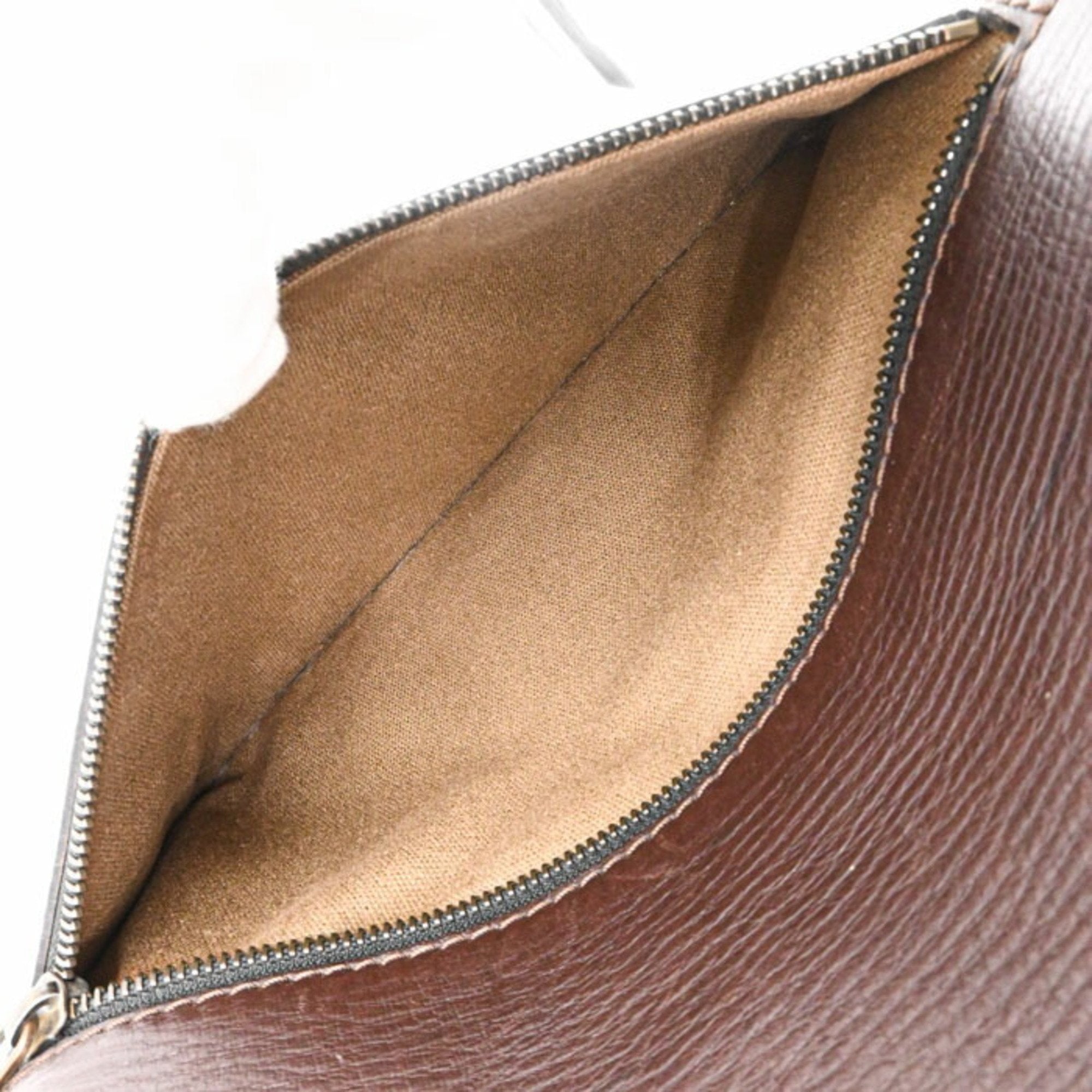 Louis Vuitton Dark Brown Leather Pochette Shoulder Bag (Pre-Owned)