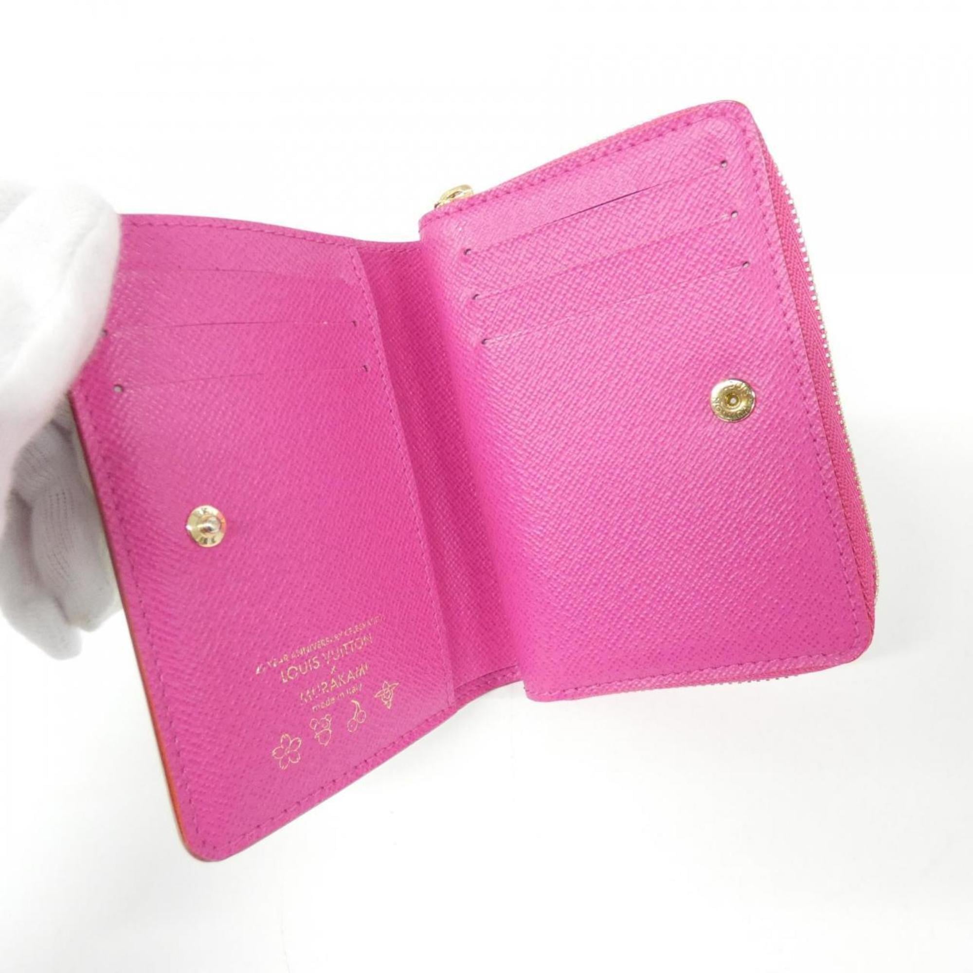 Louis Vuitton Pink White Coated Canvas Wallet (Bi-Fold) (Pre-Owned)