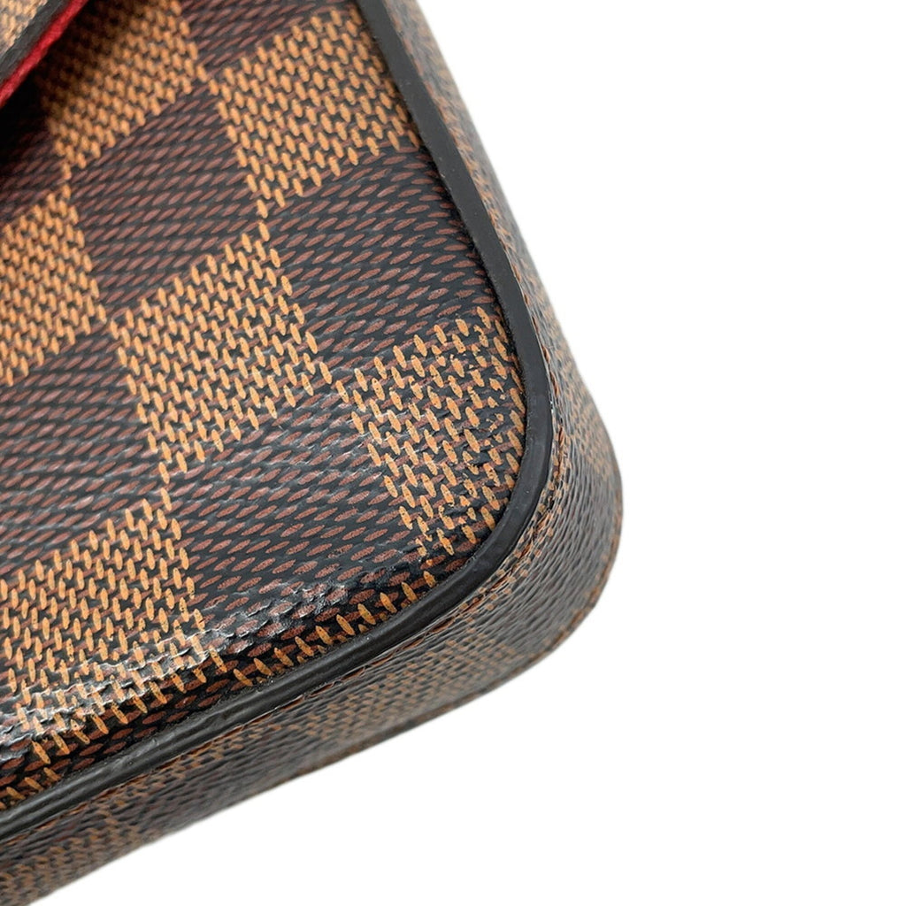 Louis Vuitton Damier Damier Canvas Ebene Red Color Pochette (Pre-Owned)