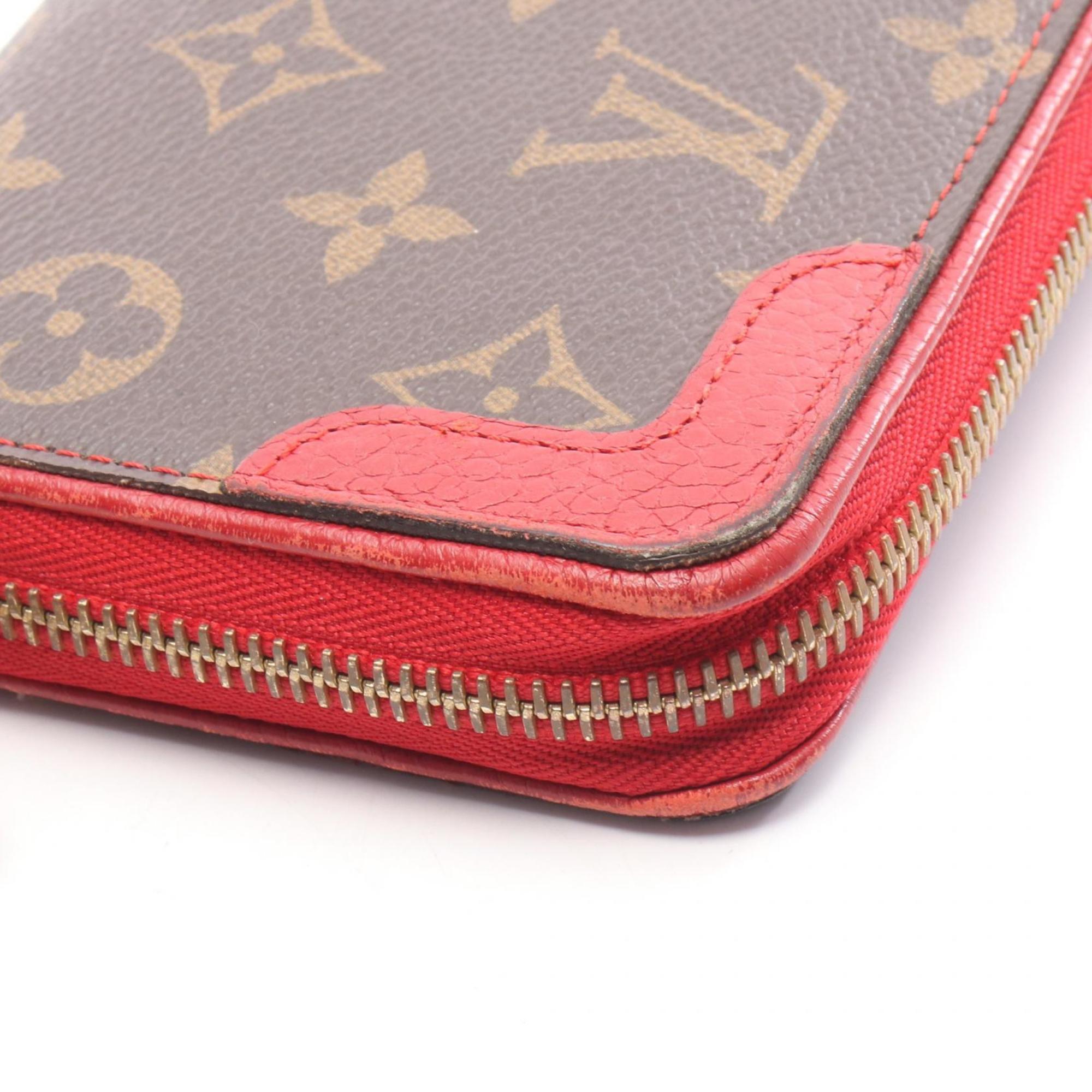 Louis Vuitton Brown Cerise Red Color Monogram Leather Coated Canvas Long Wallet (Bi-Fold) (Pre-Owned)