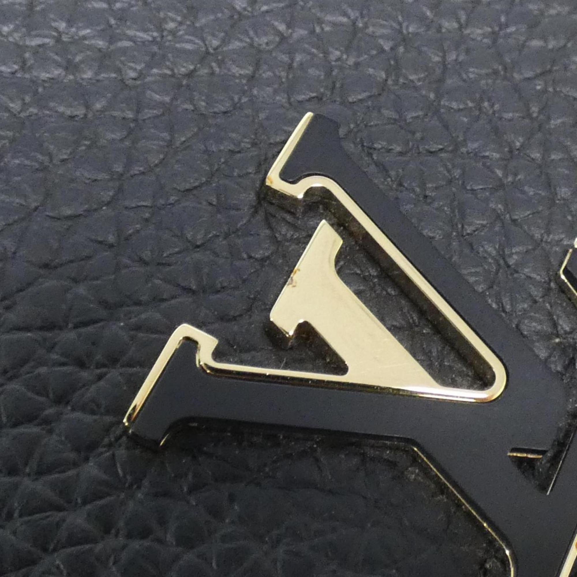 Louis Vuitton Black Leather Wallet (Tri-Fold) (Pre-Owned)