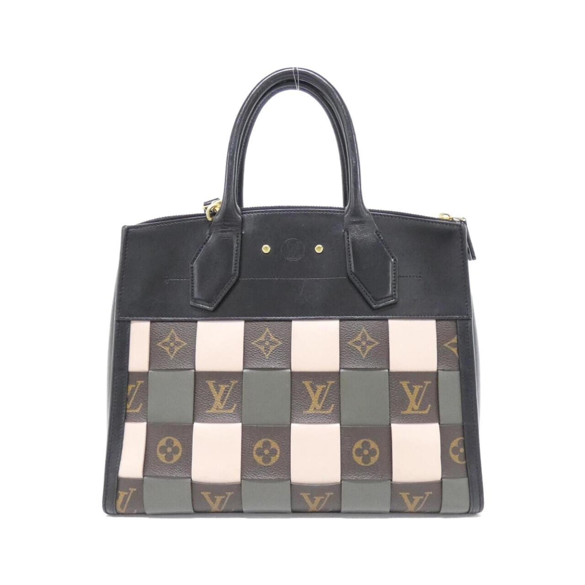 Louis Vuitton Black Coated Canvas Leather Handbag (Pre-Owned)