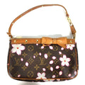 Louis Vuitton Brown Pink Monogram Cherry Blossom Handbag Pouch Shoulder Bag (Pre-Owned)