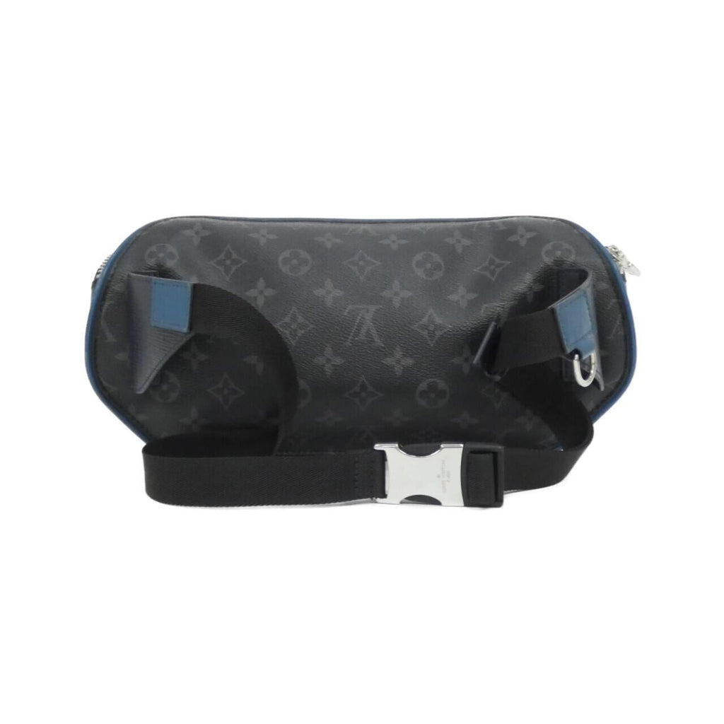 Louis Vuitton Black Blue Leather Coated Canvas Shoulder Bag (Pre-Owned)