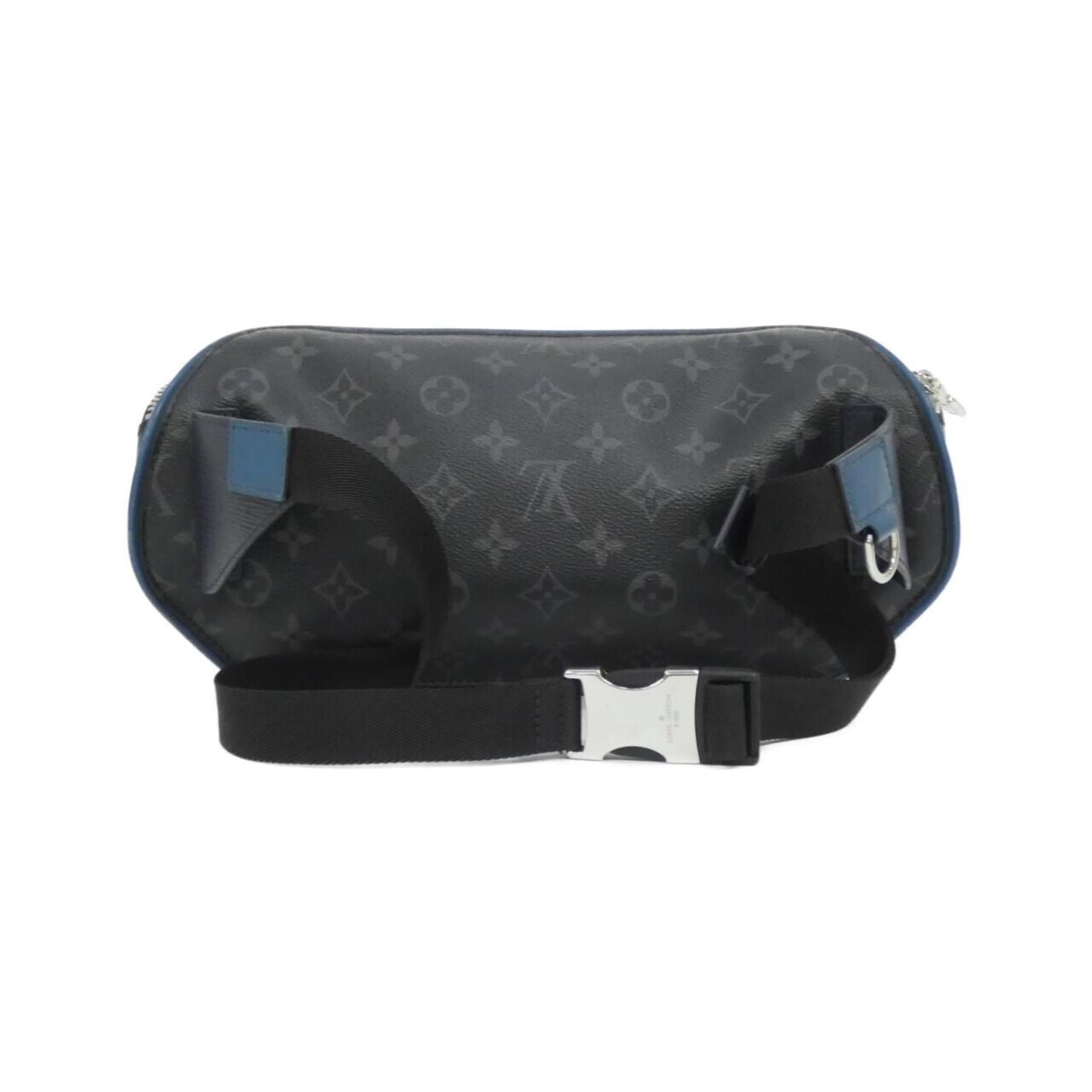 Louis Vuitton Black Blue Leather Coated Canvas Shoulder Bag (Pre-Owned)