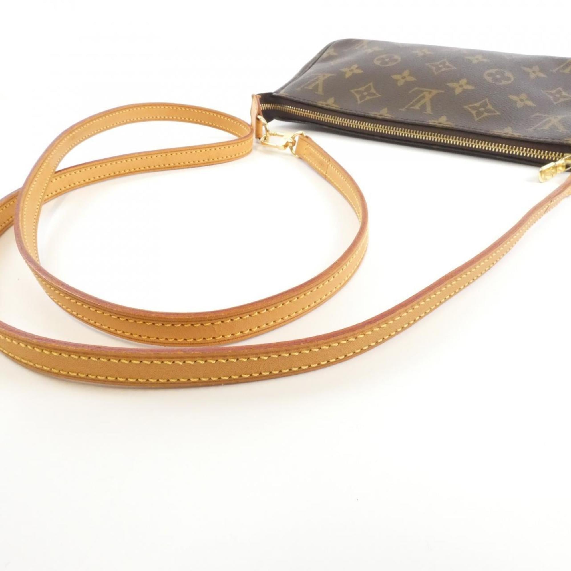 Louis Vuitton Marron Coated Canvas Pochette Pouch (Pre-Owned)