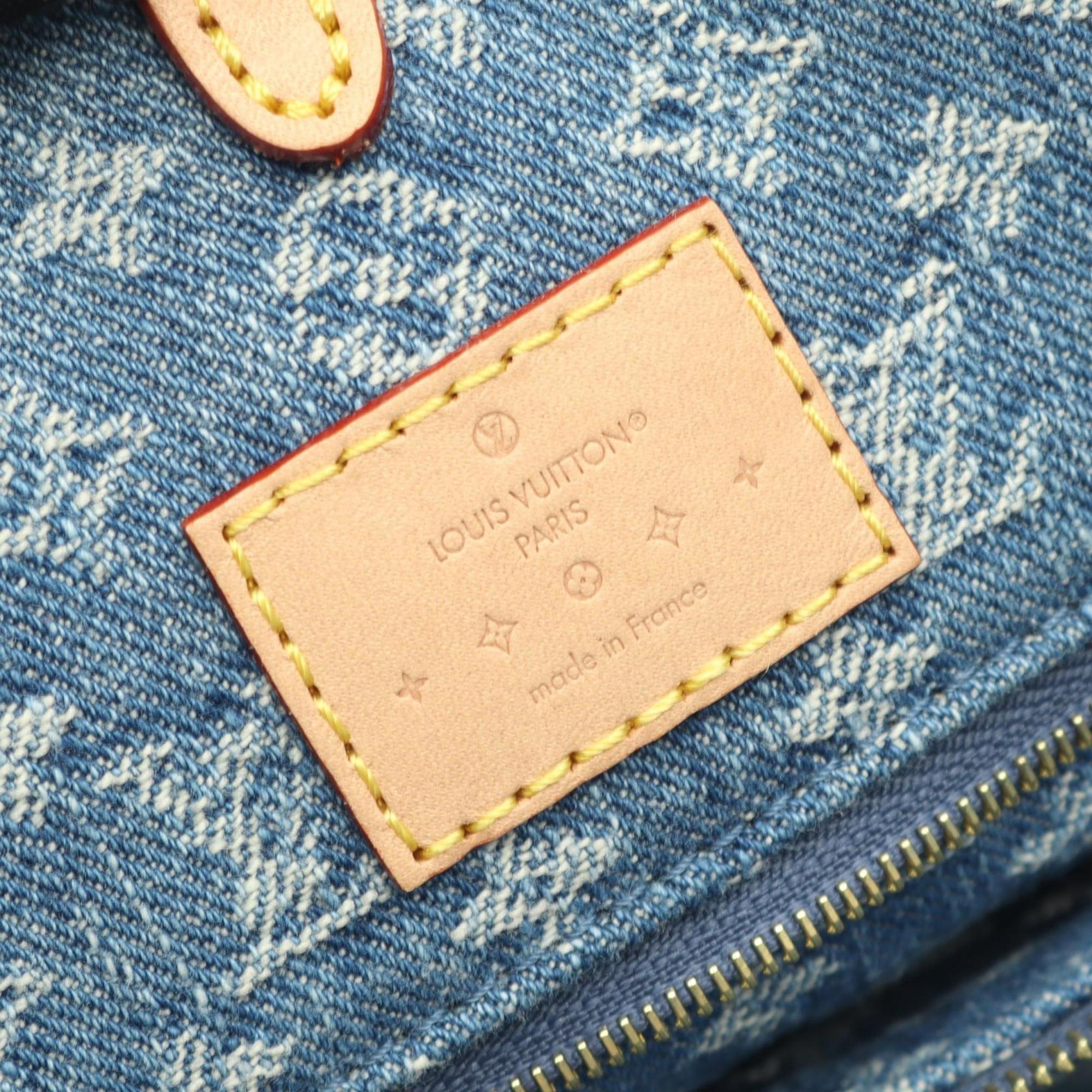 Louis Vuitton Blue Monogram Denim Denim Leather Tote Bag (Pre-Owned)