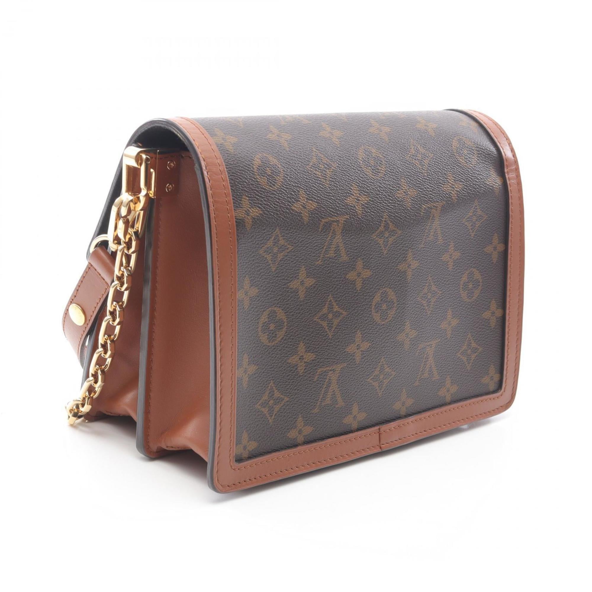 Louis Vuitton Beige Brown Coated Canvas Leather Shoulder Bag (Pre-Owned)