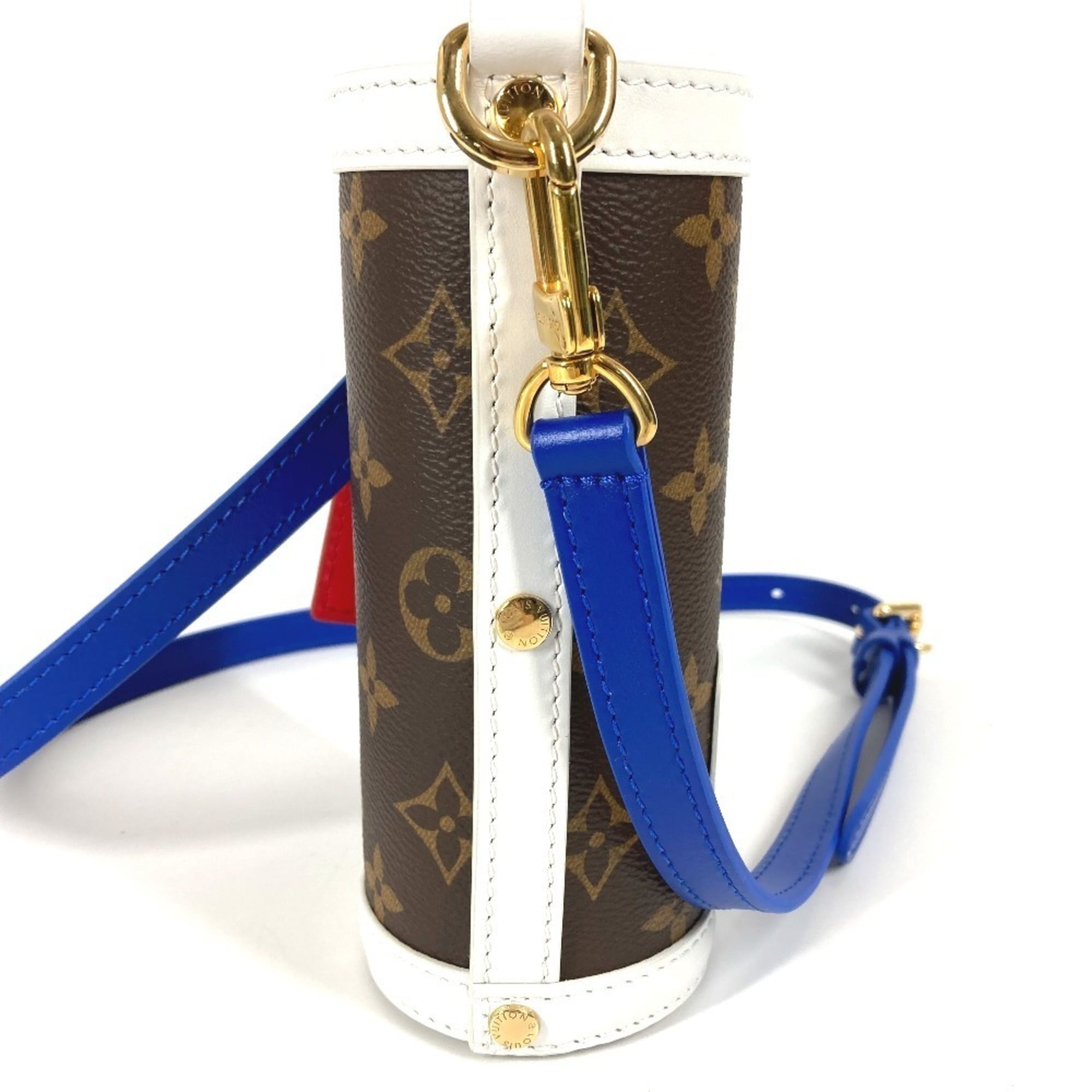 Louis Vuitton Blue Brown Monogram Red Color White Monogram Pochette Shoulder Bag (Pre-Owned)