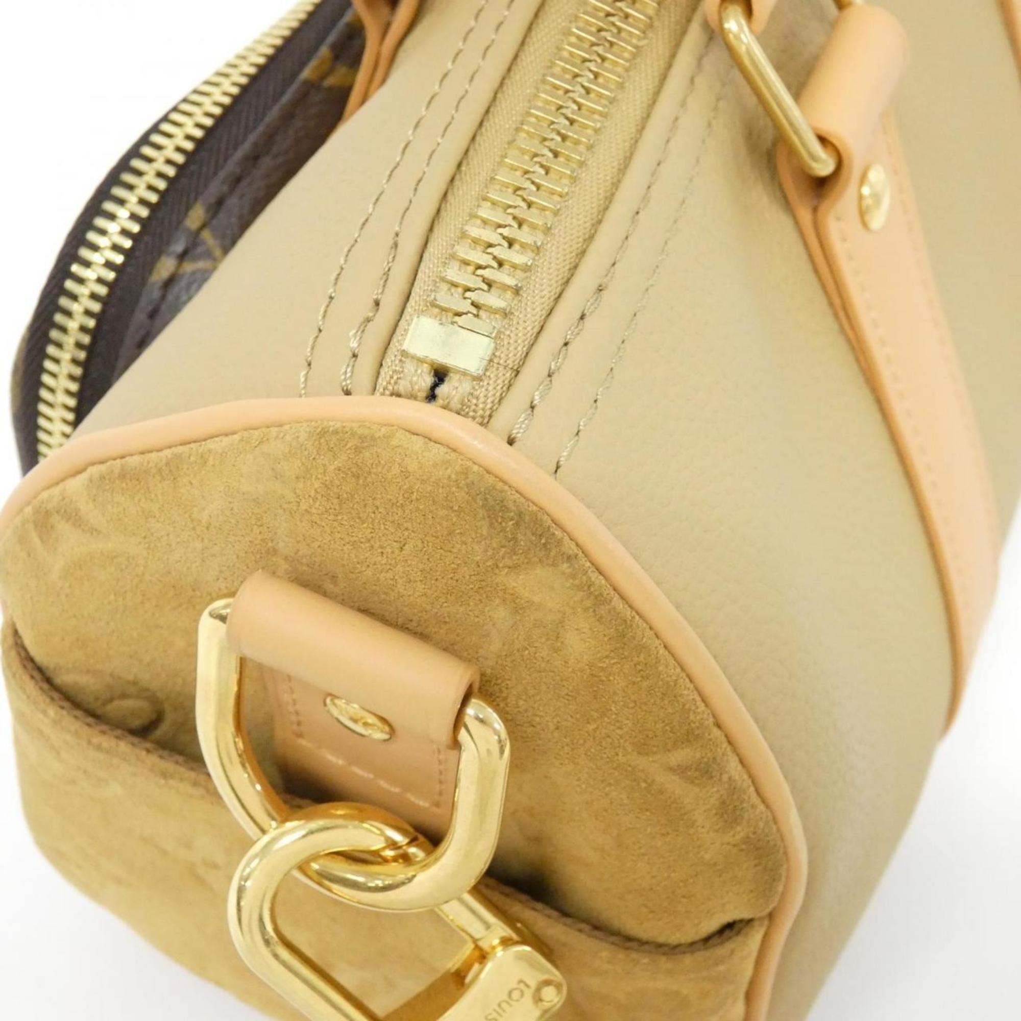 Louis Vuitton Beige Coated Canvas Leather Boston Bag (Pre-Owned)