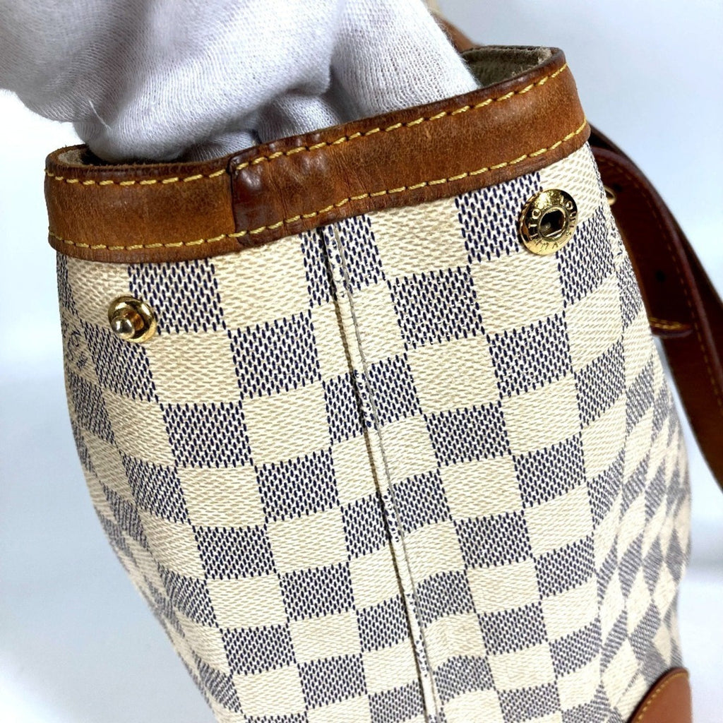 Louis Vuitton White Yellow Damier Azur Shoulder Bag Tote Bag (Pre-Owned)