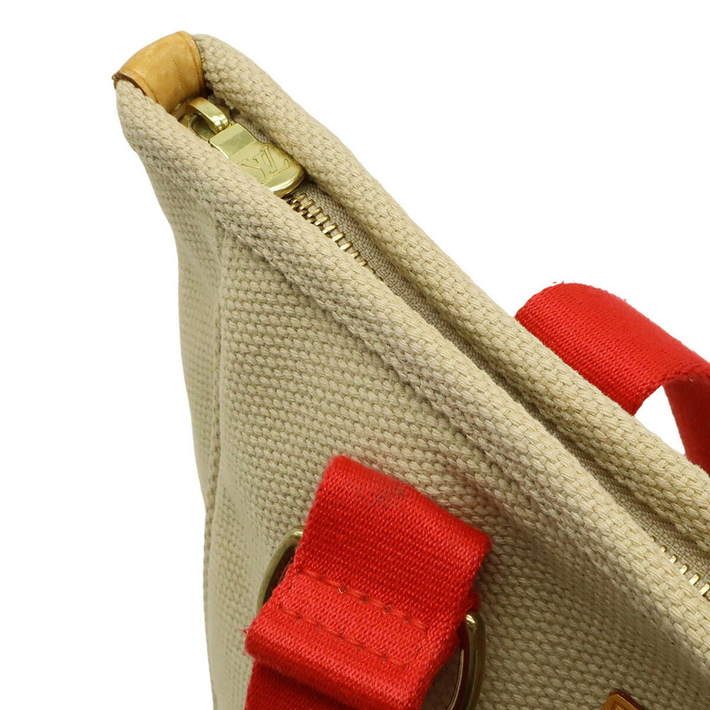 Louis Vuitton Beige Red Color Canvas Shoulder Bag Tote Bag (Pre-Owned)