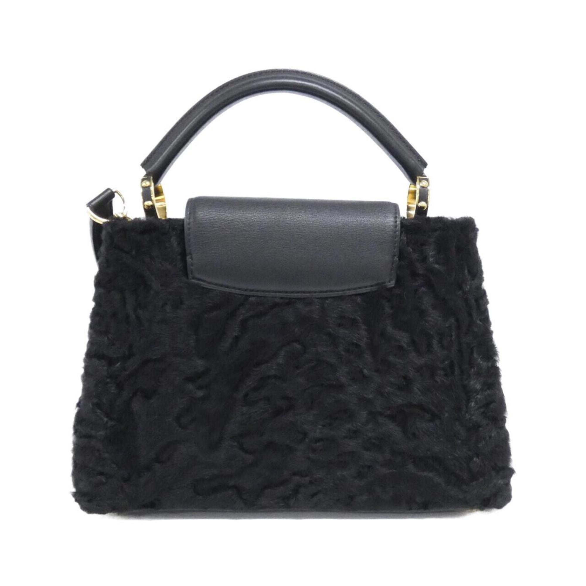 Louis Vuitton Black Fur Leather Handbag (Pre-Owned)