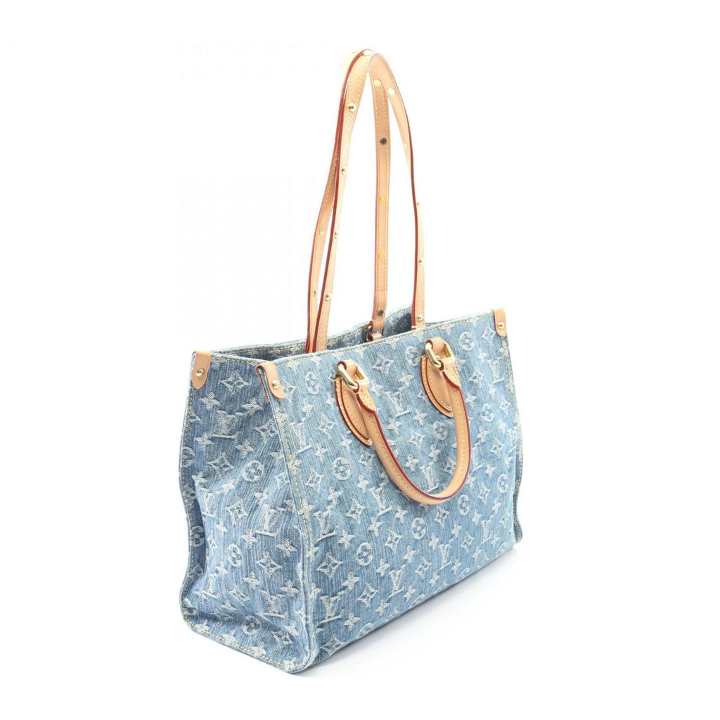 Louis Vuitton Blue Monogram Denim Denim Leather Tote Bag (Pre-Owned)