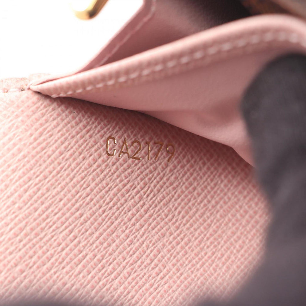 Louis Vuitton Brown Damier Canvas Pink Coated Canvas Long Wallet (Bi-Fold) (Pre-Owned)