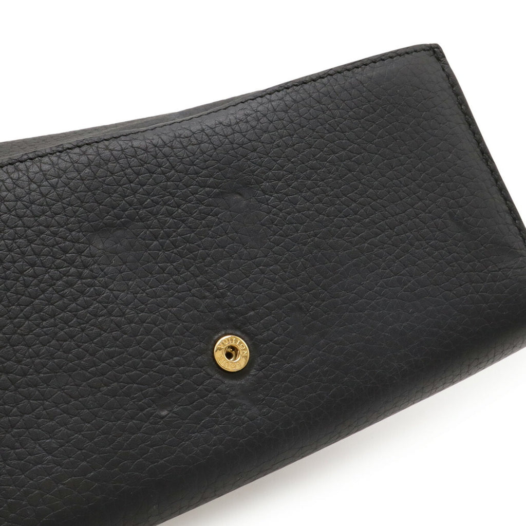 Louis Vuitton Black Noir Leather Long Wallet (Bi-Fold) (Pre-Owned)