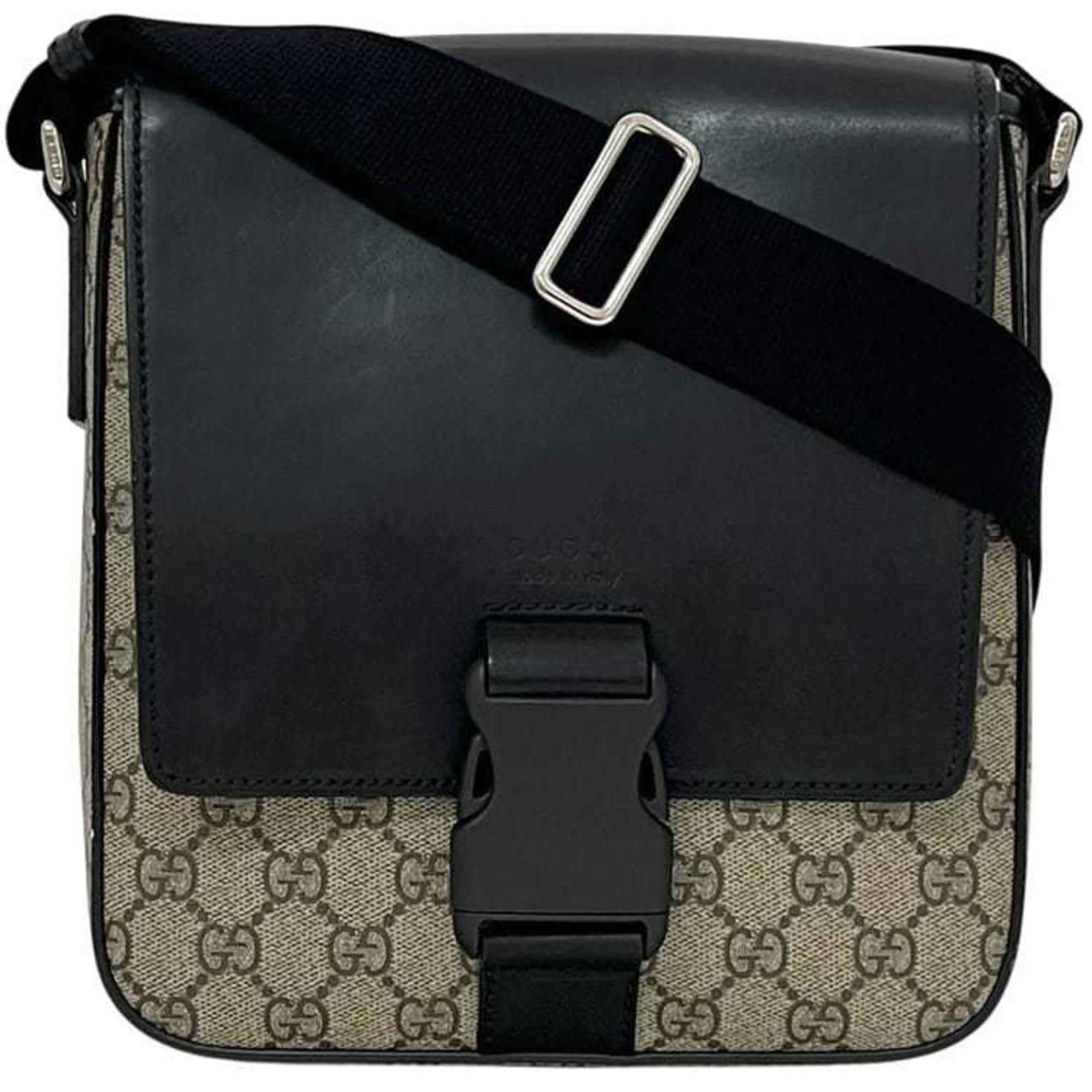 Buckle Flap Messenger Bag GG Coated Canvas with Leather Medium