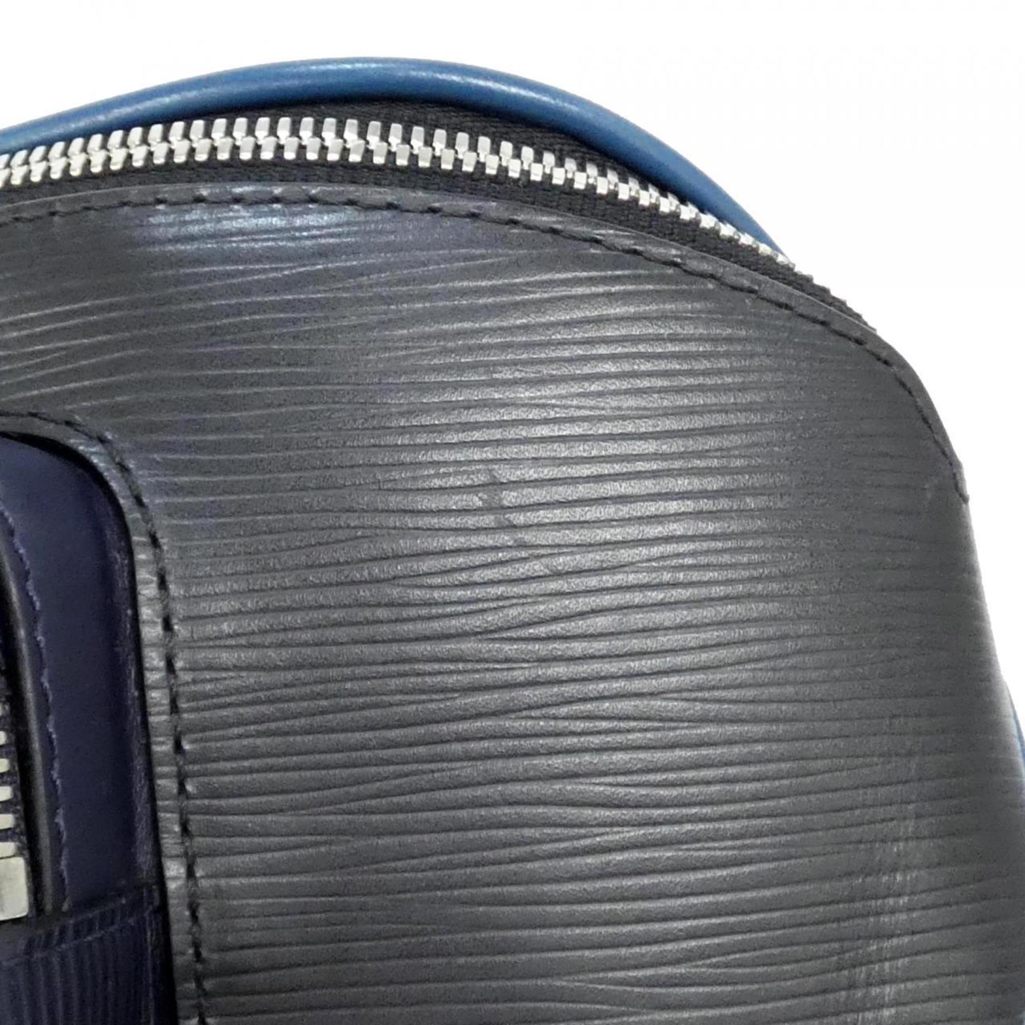Louis Vuitton Black Blue Leather Coated Canvas Shoulder Bag (Pre-Owned)