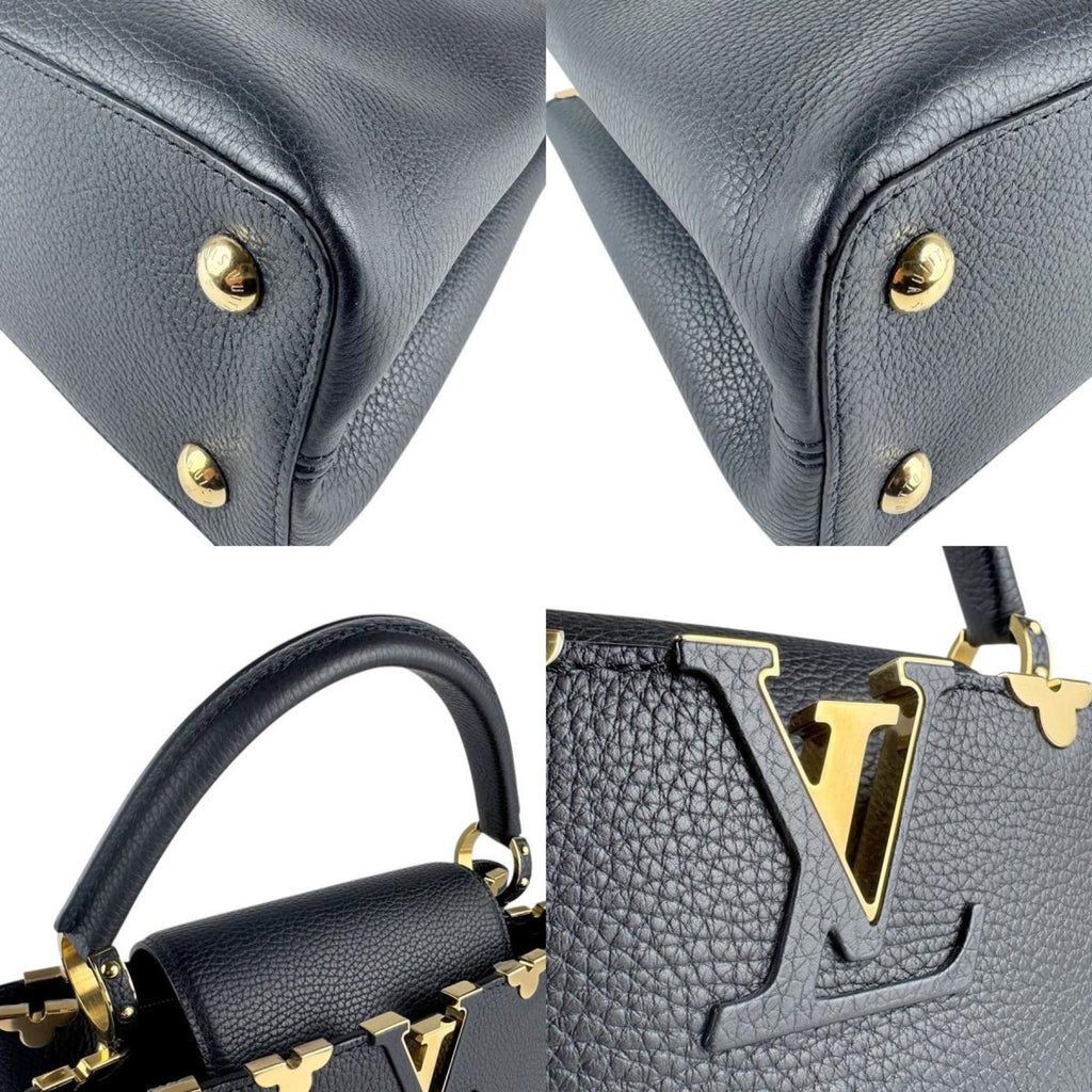 Louis Vuitton Noir Leather Handbag Shoulder Bag (Pre-Owned)