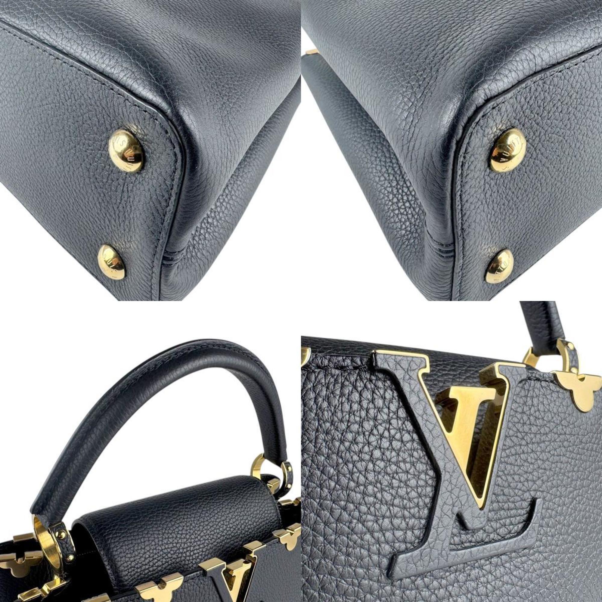 Louis Vuitton Noir Leather Handbag Shoulder Bag (Pre-Owned)