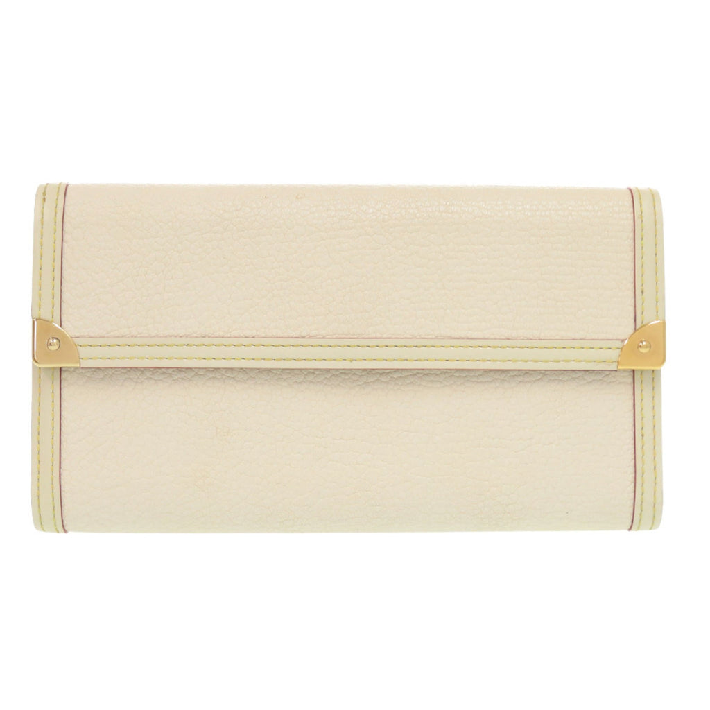 Louis Vuitton White Leather Long Wallet (Tri-Fold) (Pre-Owned)