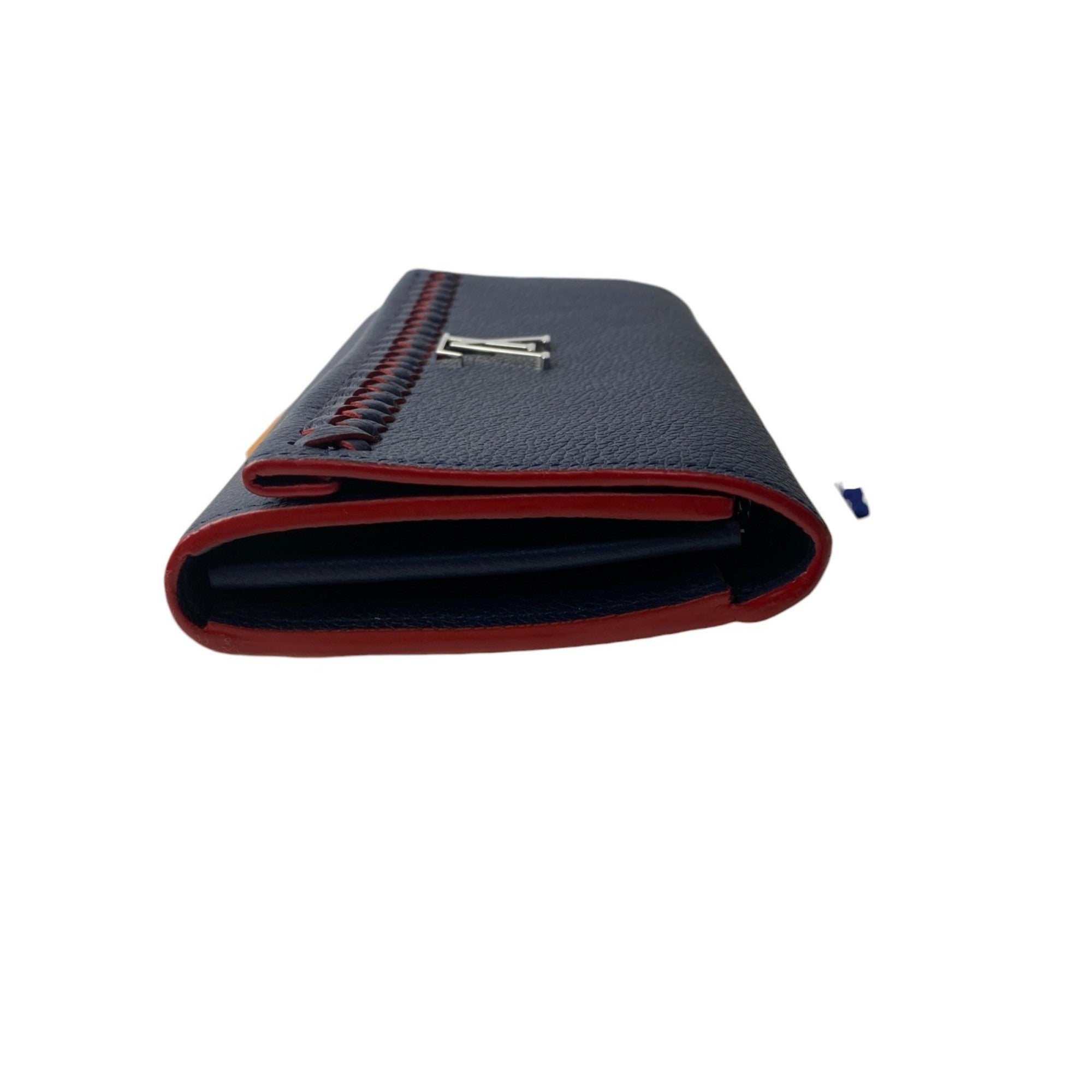 Louis Vuitton Navy Leather Long Wallet (Bi-Fold) (Pre-Owned)