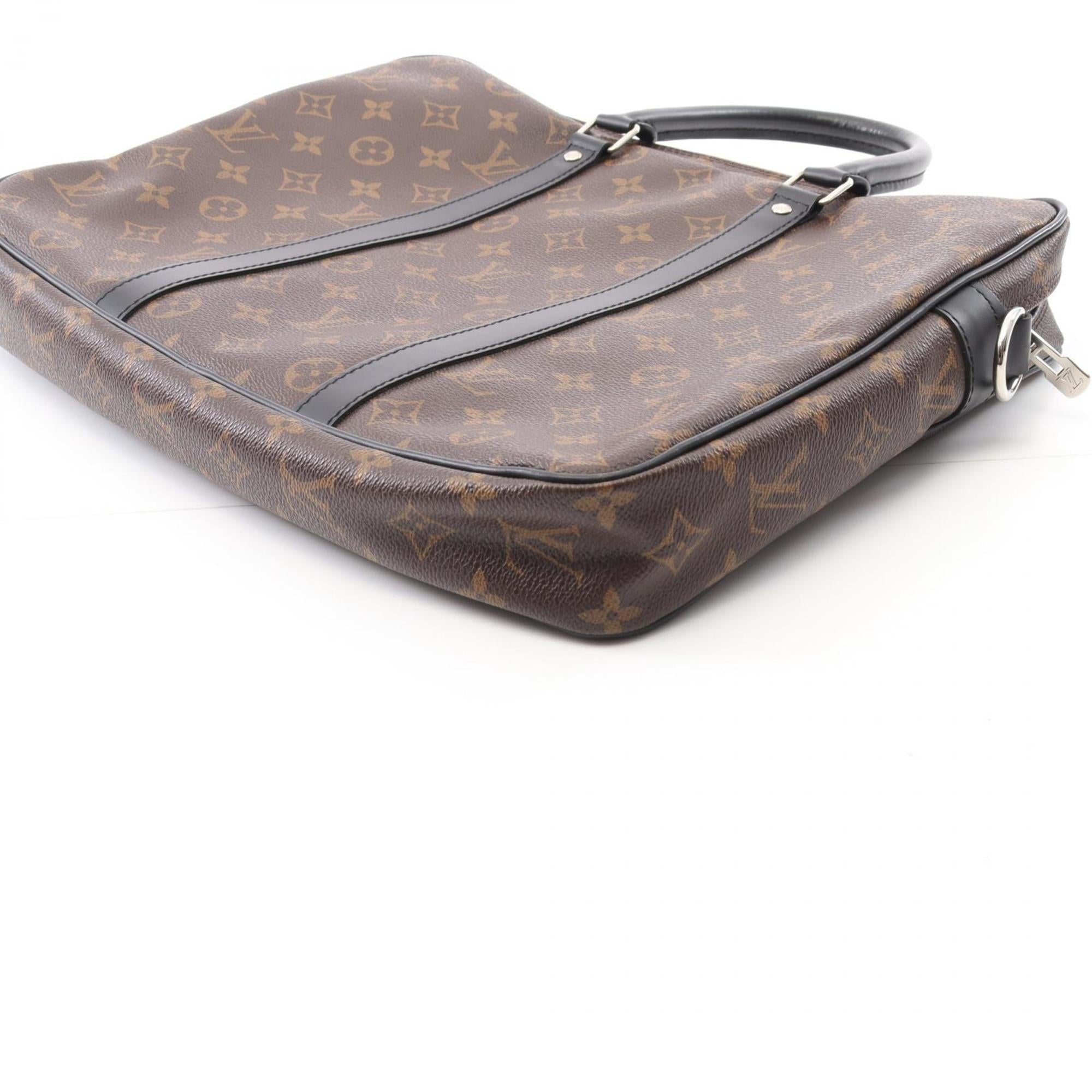 Louis Vuitton Black Brown Coated Canvas Leather Briefcase (Pre-Owned)