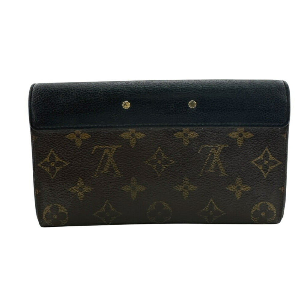 Louis Vuitton Black Brown Monogram Monogram Leather Long Wallet (Bi-Fold) (Pre-Owned)