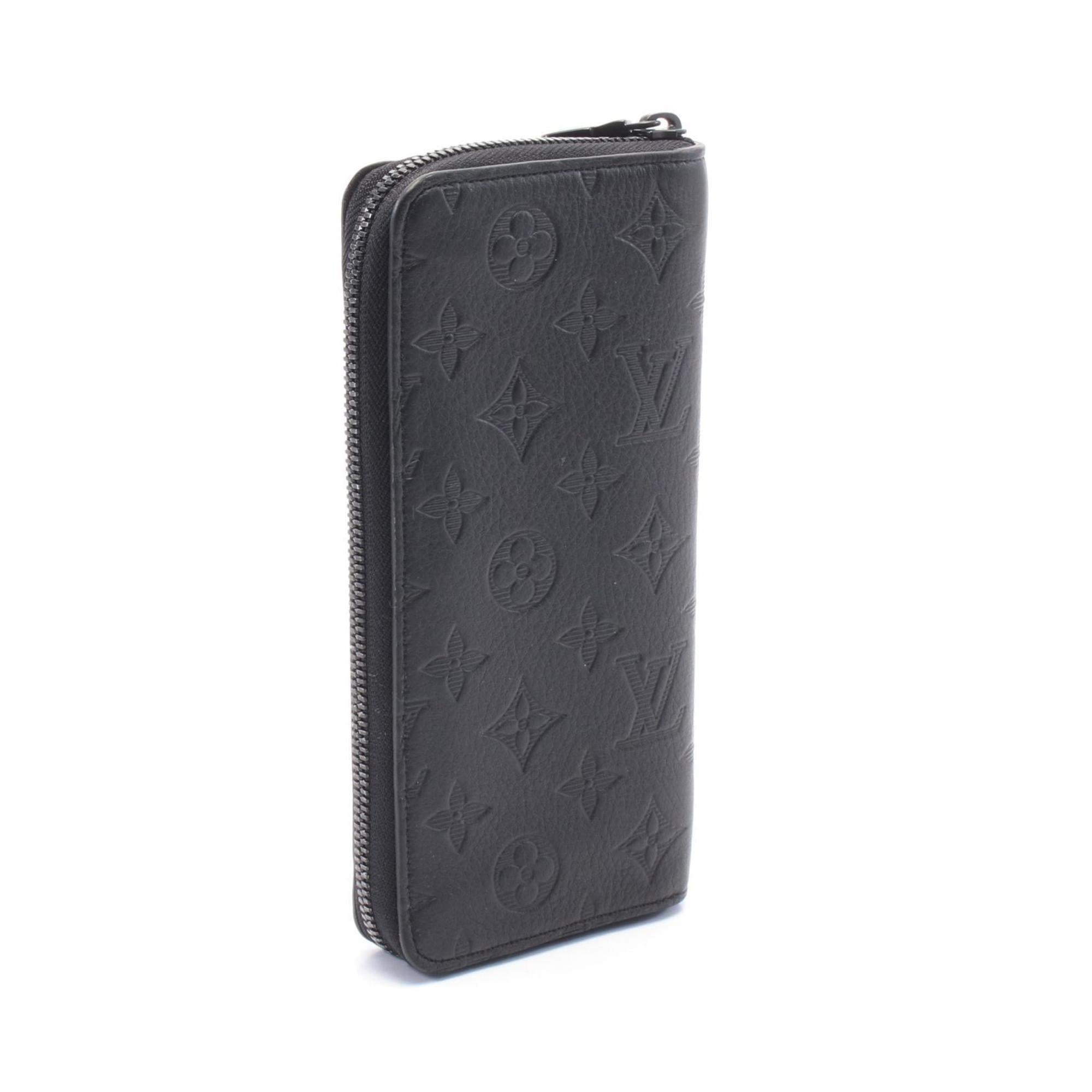 Louis Vuitton Black Monogram Shadow Leather Long Wallet (Bi-Fold) (Pre-Owned)