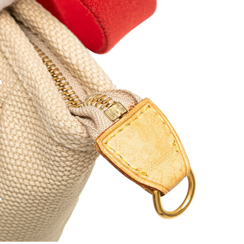 Louis Vuitton Antigua Beige Red Color Canvas Leather Shoulder Bag Tote Bag (Pre-Owned)