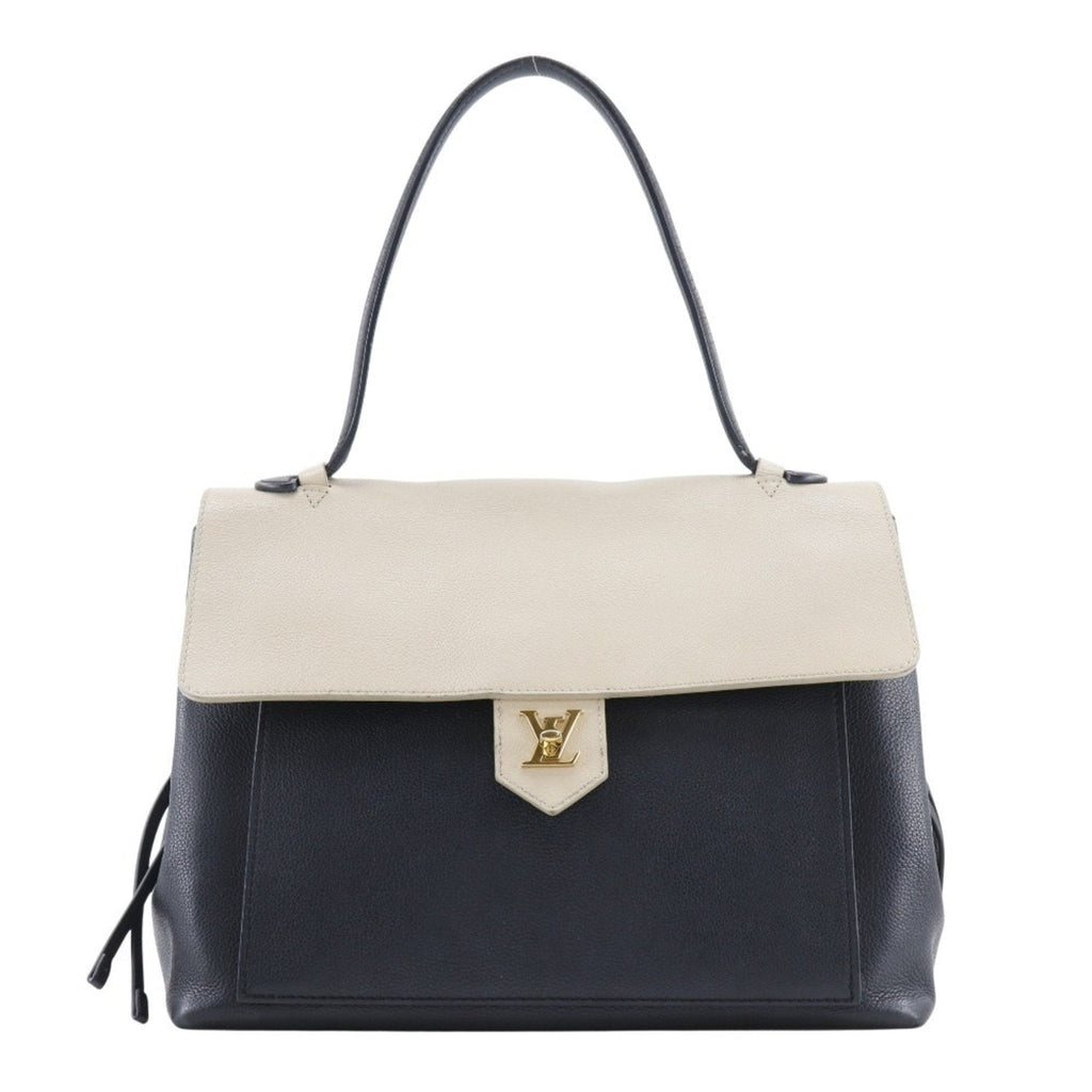 Louis Vuitton Beige Black Leather Tote Bag (Pre-Owned)